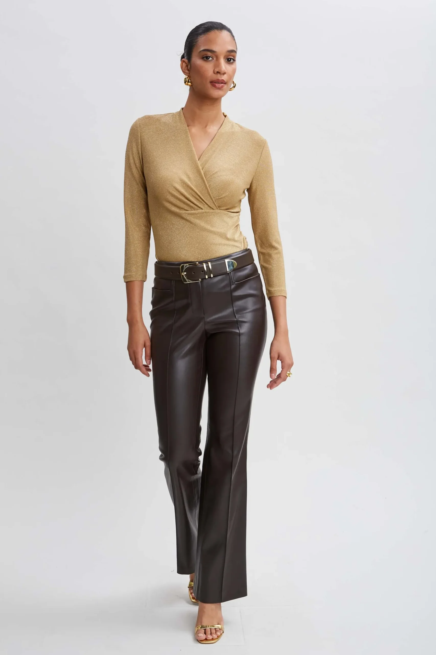 Elie Tahari Tops & Sweaters-Metallic Ruched Knit GOLD