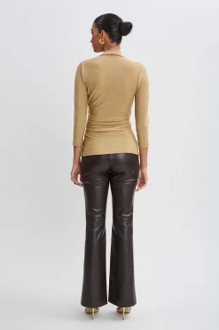 Elie Tahari Tops & Sweaters-Metallic Ruched Knit GOLD