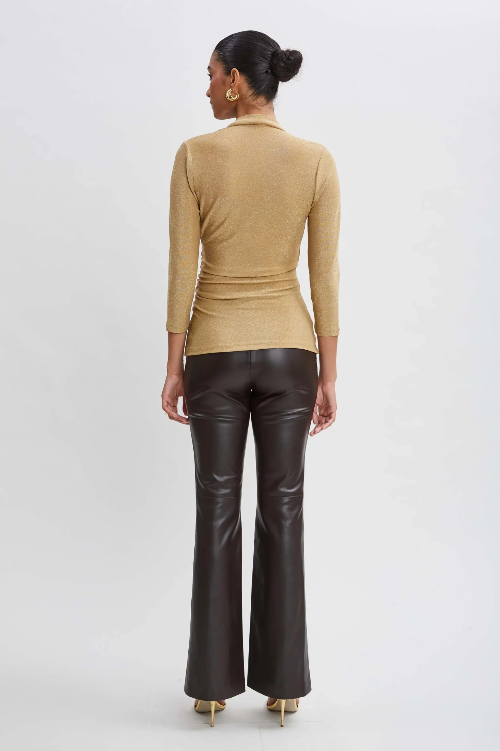 Elie Tahari Tops & Sweaters-Metallic Ruched Knit GOLD