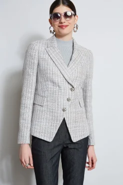 Elie Tahari Jackets & Blazers-Metallic Tweed 3 Button Blazer MULTI