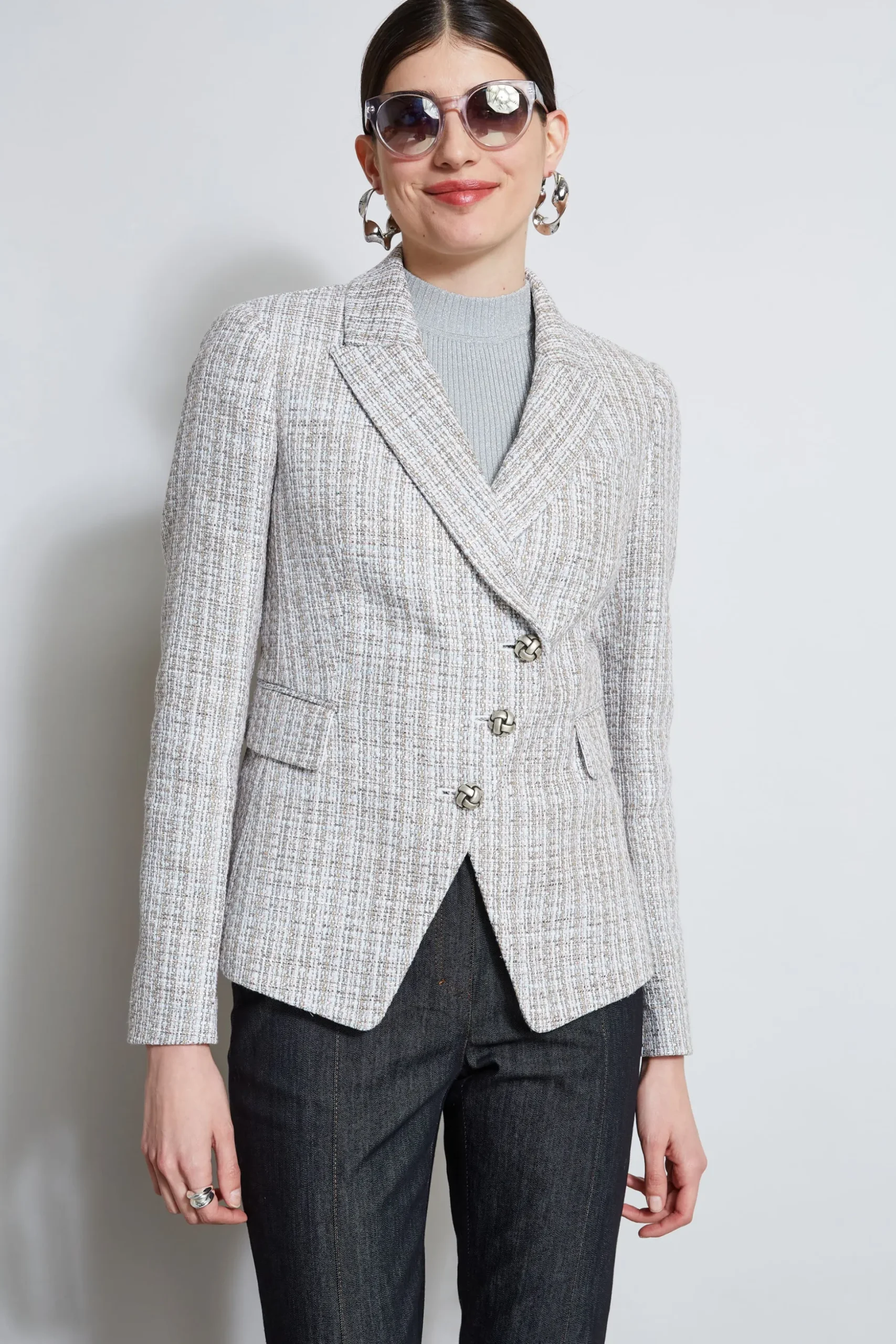 Elie Tahari Jackets & Blazers-Metallic Tweed 3 Button Blazer MULTI