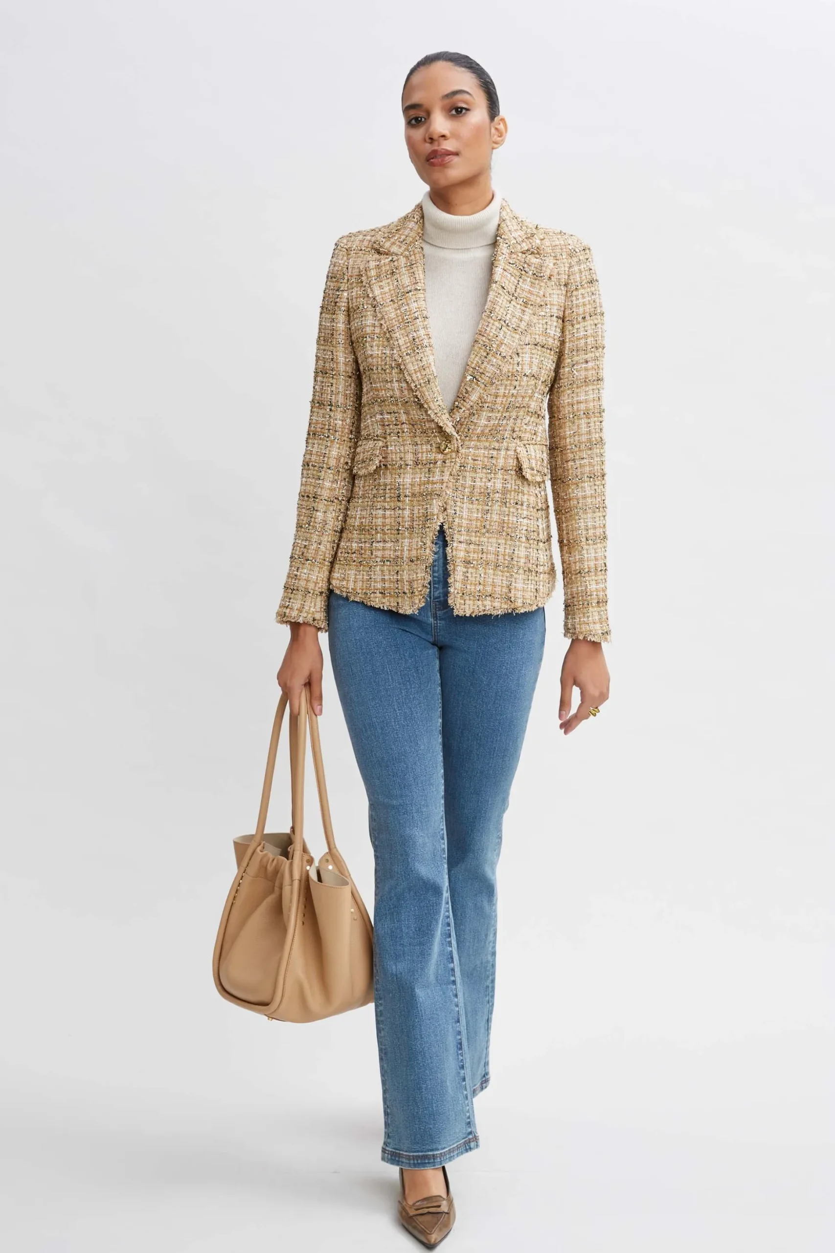 Elie Tahari Jackets & Blazers|Suiting-Metallic Tweed Blazer GOLDMULTI