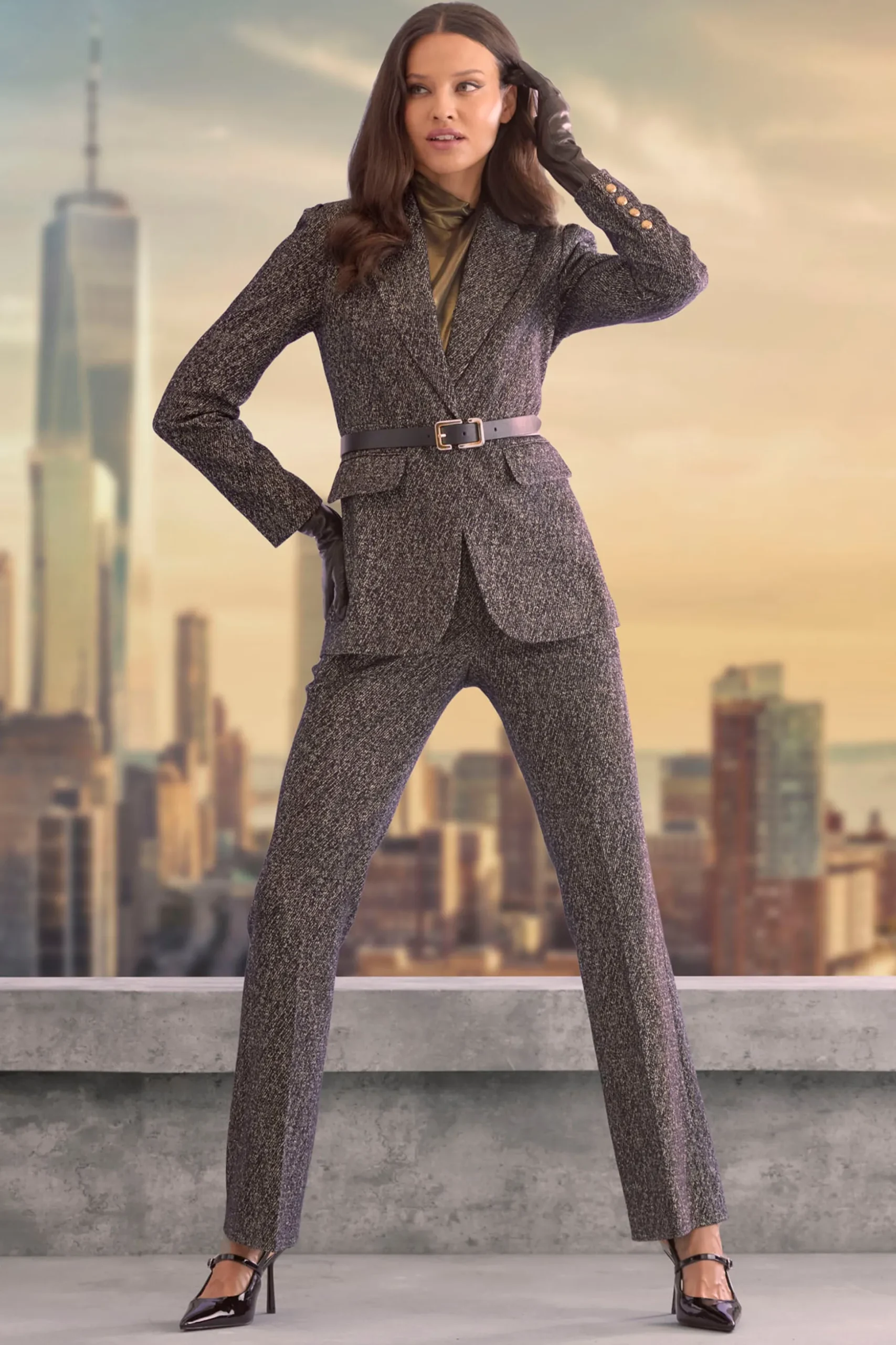 Elie Tahari Suiting|Jackets & Blazers-Metallic Tweed Blazer BLACKMULTI