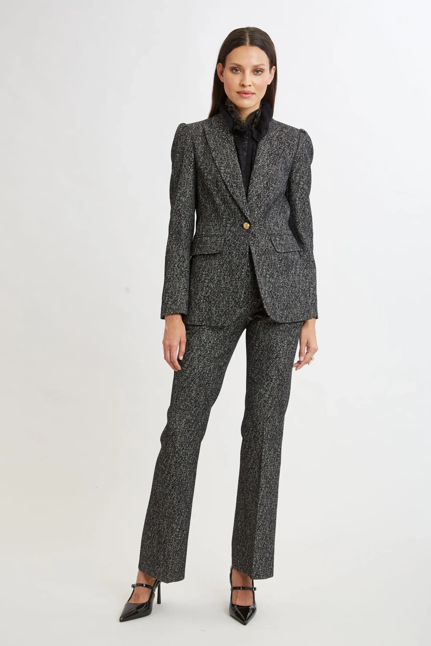 Elie Tahari Suiting|Jackets & Blazers-Metallic Tweed Blazer BLACKMULTI
