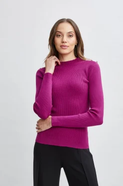 Elie Tahari Tops & Sweaters-Mock Neck Button Sweater PALACEPINK