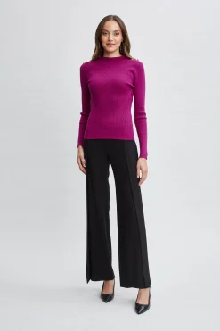 Elie Tahari Tops & Sweaters-Mock Neck Button Sweater PALACEPINK