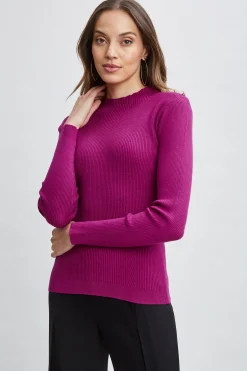 Elie Tahari Tops & Sweaters-Mock Neck Button Sweater PALACEPINK