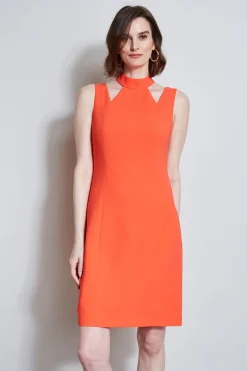Elie Tahari Dresses & Jumpsuits|Sleeveless Dresses-Mock Neck Cut Out Dress TOMATO