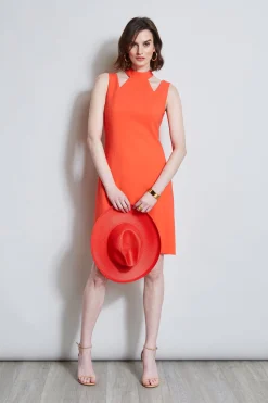 Elie Tahari Dresses & Jumpsuits|Sleeveless Dresses-Mock Neck Cut Out Dress TOMATO