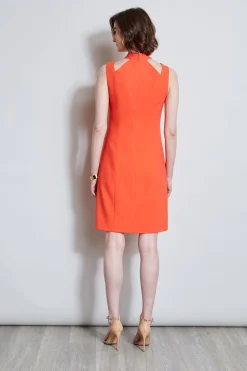 Elie Tahari Dresses & Jumpsuits|Sleeveless Dresses-Mock Neck Cut Out Dress TOMATO