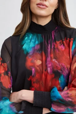 Elie Tahari Tops & Sweaters-Mock Neck Studio Floral Shirt MULTI