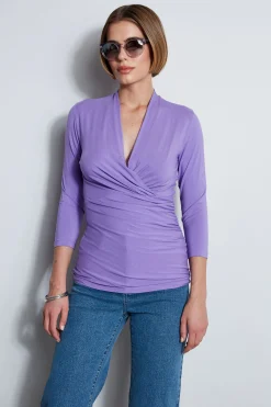 Elie Tahari Tops & Sweaters-Mock Wrap Knit GRAPE