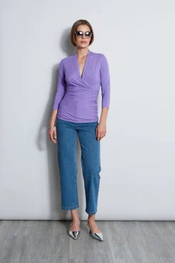 Elie Tahari Tops & Sweaters-Mock Wrap Knit GRAPE