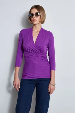Elie Tahari Tops & Sweaters-Mock Wrap Knit BERRY