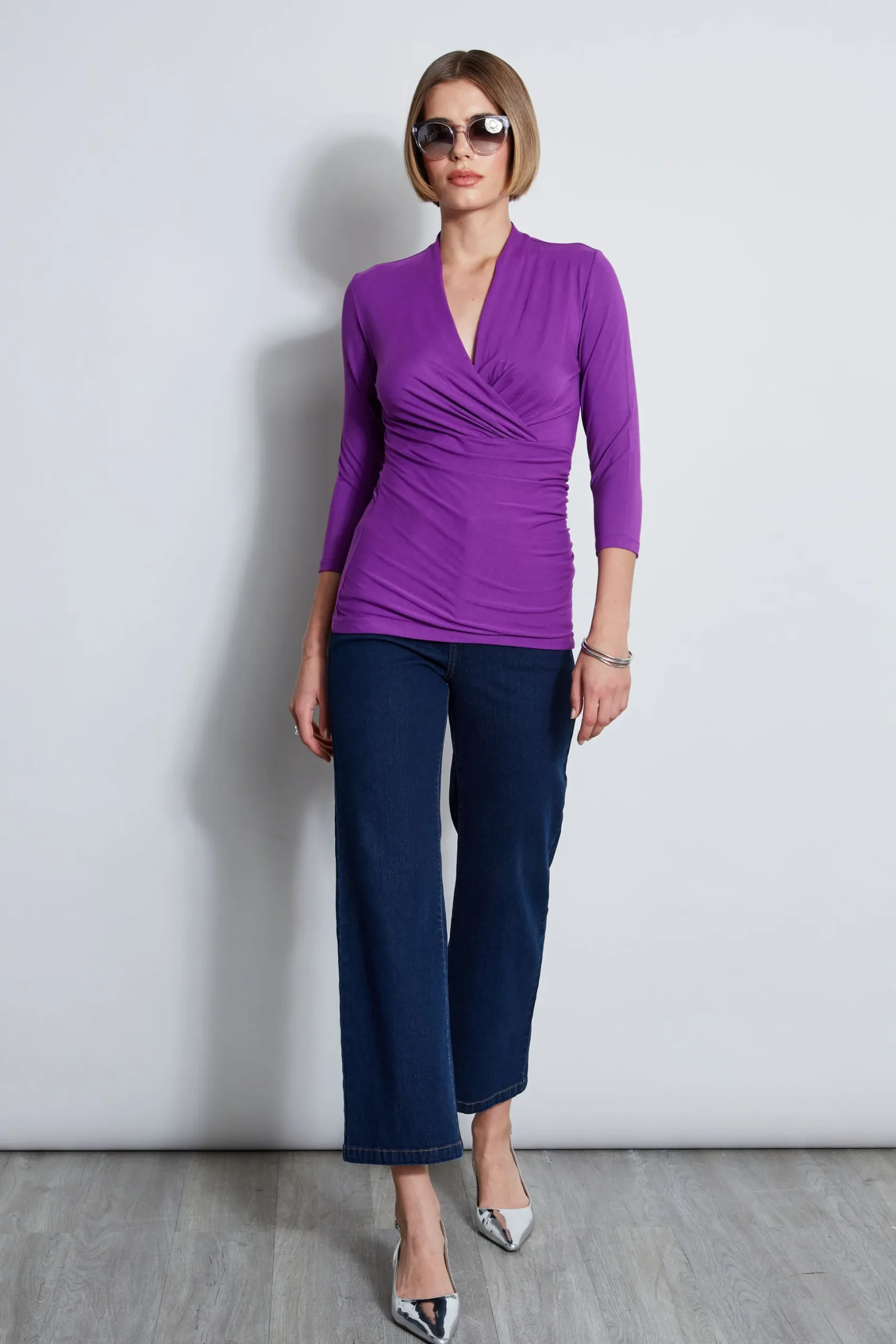 Elie Tahari Tops & Sweaters-Mock Wrap Knit BERRY
