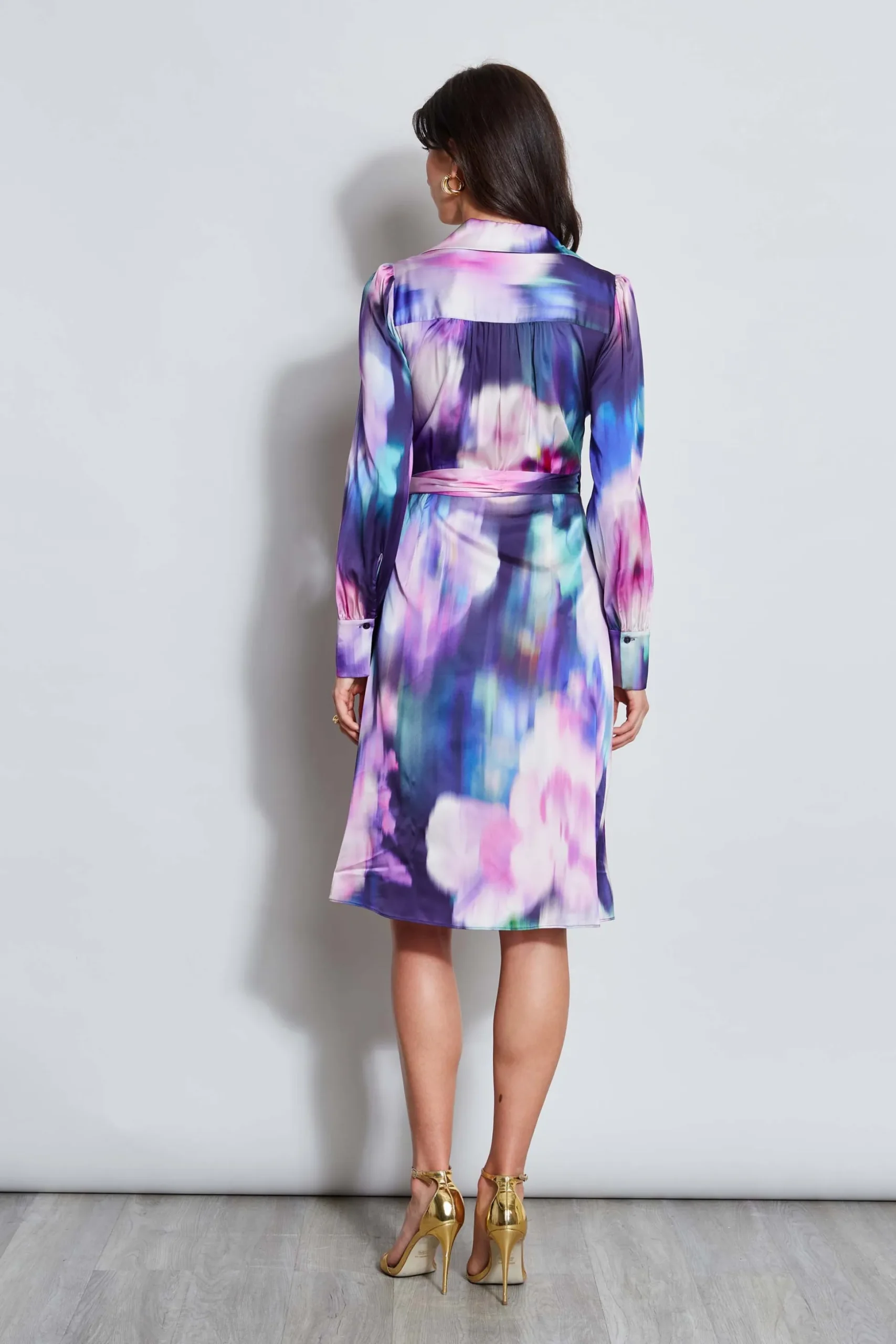 Elie Tahari Dresses & Jumpsuits|Midi Dresses-Moire Floral Wrap Dress MULTI