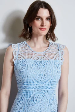 Elie Tahari Dresses & Jumpsuits|Sleeveless Dresses-Mosaic Lace Dress POOLBLUE