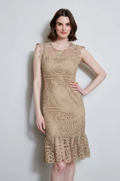 Elie Tahari Dresses & Jumpsuits|Sleeveless Dresses-Mosaic Lace Dress SANDCASTLE