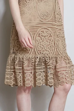 Elie Tahari Dresses & Jumpsuits|Sleeveless Dresses-Mosaic Lace Dress SANDCASTLE