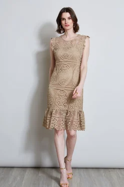 Elie Tahari Dresses & Jumpsuits|Sleeveless Dresses-Mosaic Lace Dress SANDCASTLE