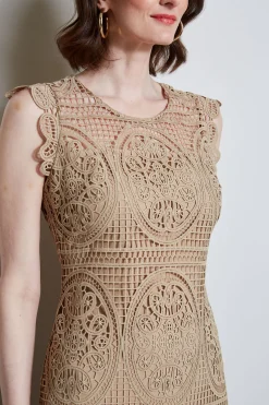 Elie Tahari Dresses & Jumpsuits|Sleeveless Dresses-Mosaic Lace Dress SANDCASTLE