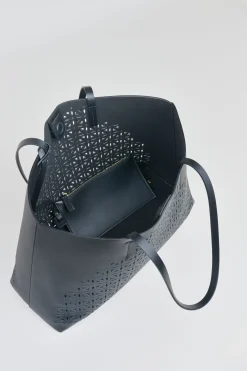 Elie Tahari Fragrance|Gloves-Nappa Leather Lasercut Tote BLACK