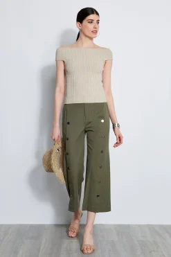 Elie Tahari Tops & Sweaters-Off Shoulder Rib Sweater SAND