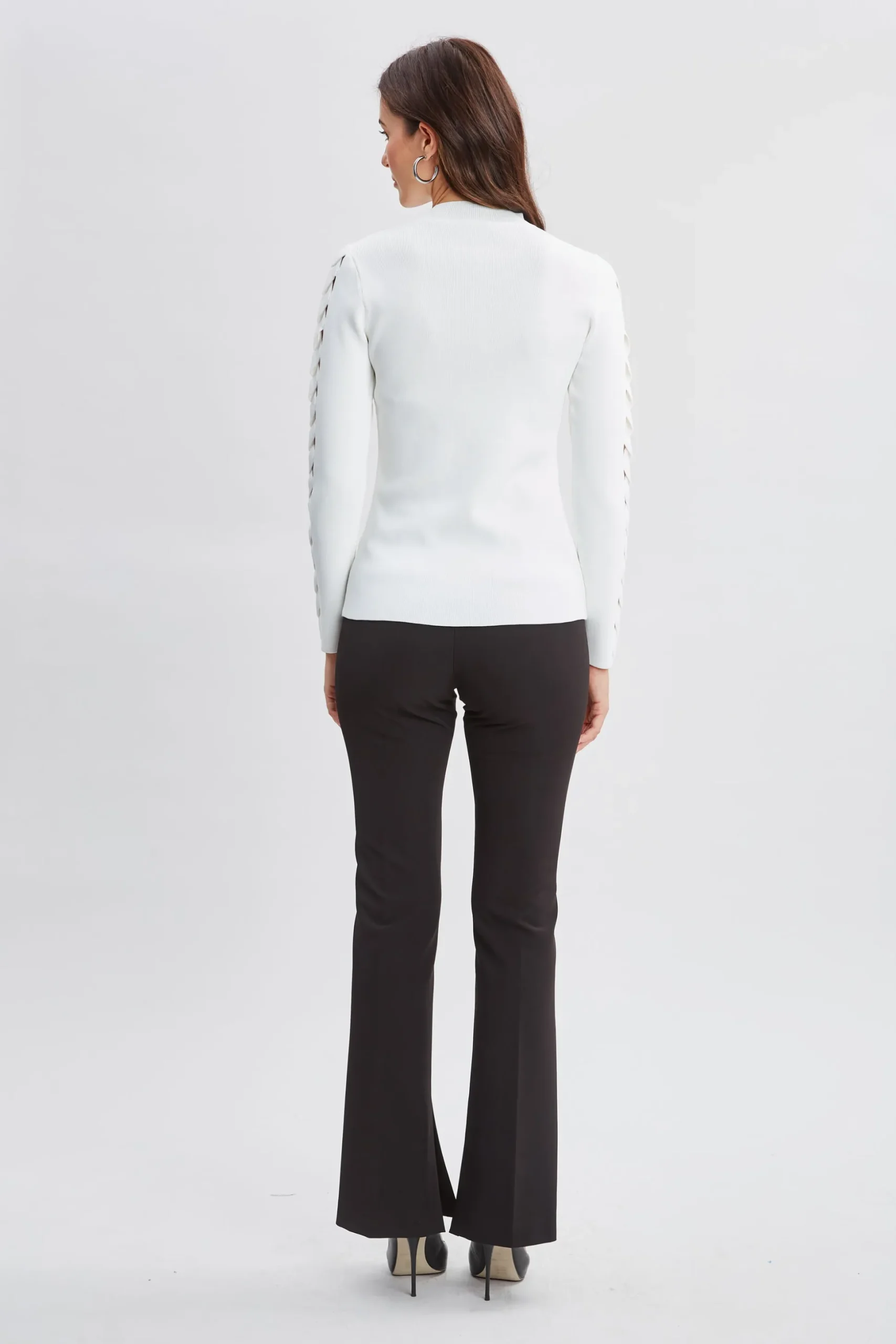 Elie Tahari Tops & Sweaters-Openwork Sleeve Sweater PEARL