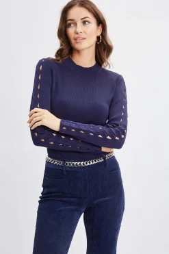 Elie Tahari Tops & Sweaters-Openwork Sleeve Sweater STARGAZER