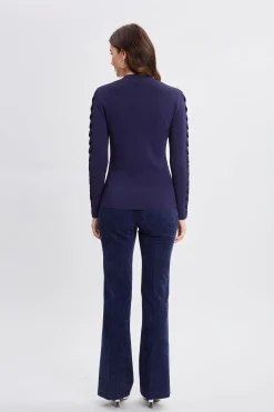 Elie Tahari Tops & Sweaters-Openwork Sleeve Sweater STARGAZER