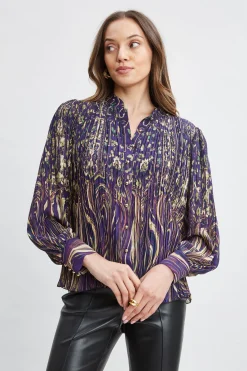 Elie Tahari Tops & Sweaters-Paisley Micro Pleat Shirt STERLINGPALACEPRINT