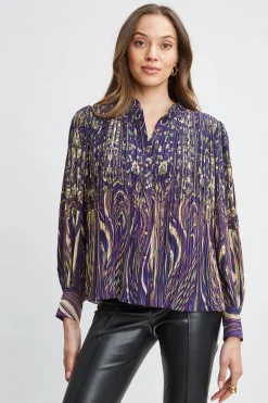 Elie Tahari Tops & Sweaters-Paisley Micro Pleat Shirt STERLINGPALACEPRINT