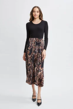 Elie Tahari Dresses & Jumpsuits-Paisley Pleated Midi Dress NOIR/MYSTICALPAISLEYPRINT