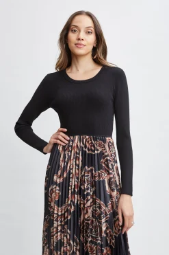 Elie Tahari Dresses & Jumpsuits-Paisley Pleated Midi Dress NOIR/MYSTICALPAISLEYPRINT