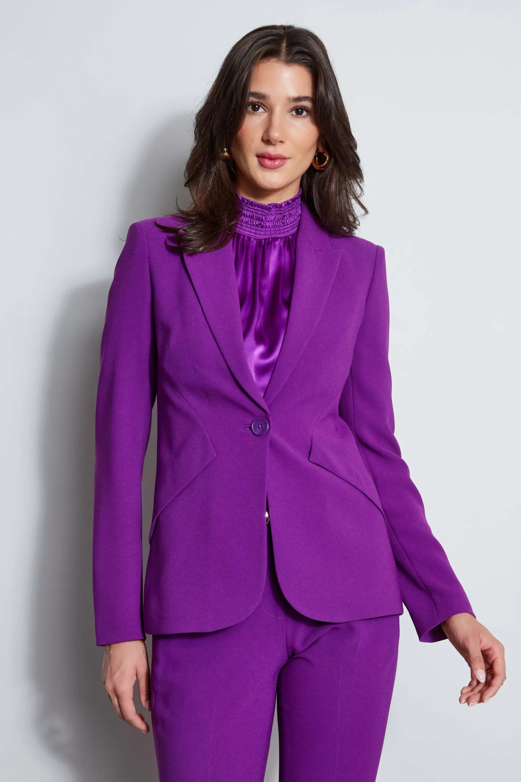 Elie Tahari Jackets & Blazers|Suiting-Panel Single Button Blazer BERRY