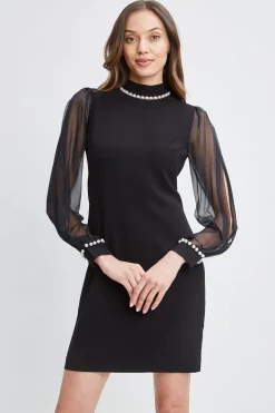 Elie Tahari Dresses & Jumpsuits-Pearl Detail Crepe Dress BLACK