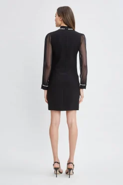 Elie Tahari Dresses & Jumpsuits-Pearl Detail Crepe Dress BLACK