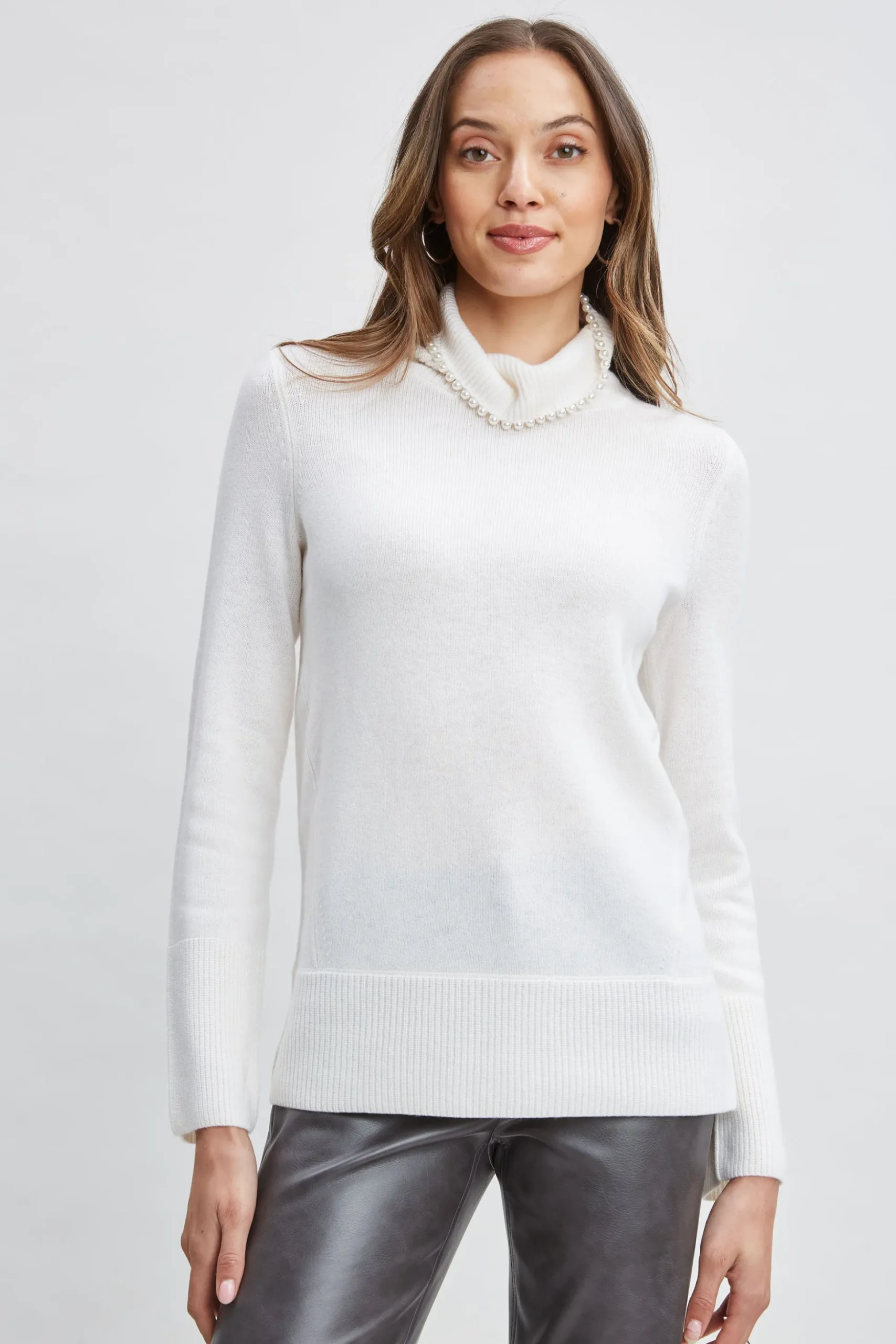 Elie Tahari Tops & Sweaters-Pearl Turtleneck Cashmere Wool Sweater SNOW