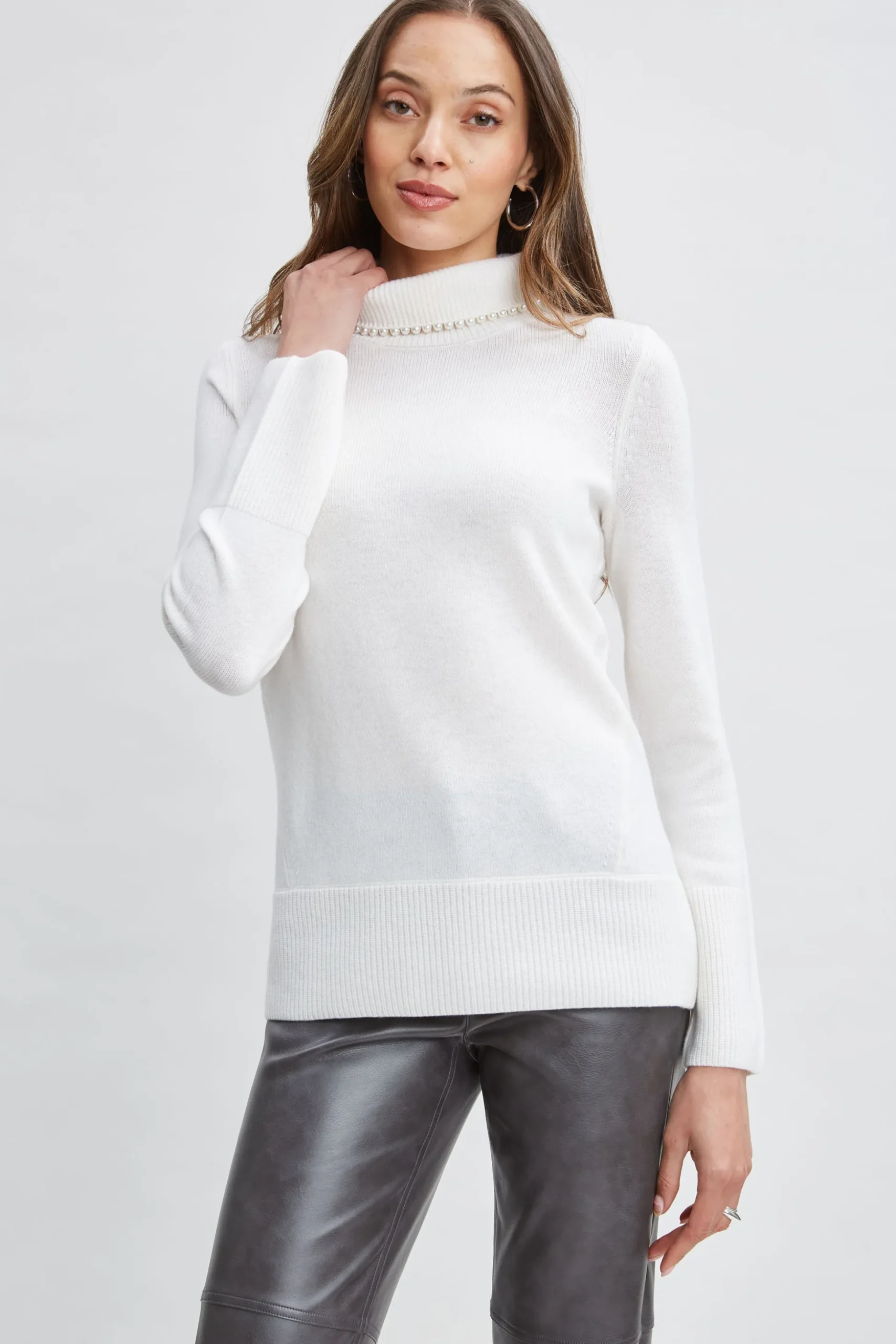 Elie Tahari Tops & Sweaters-Pearl Turtleneck Cashmere Wool Sweater SNOW