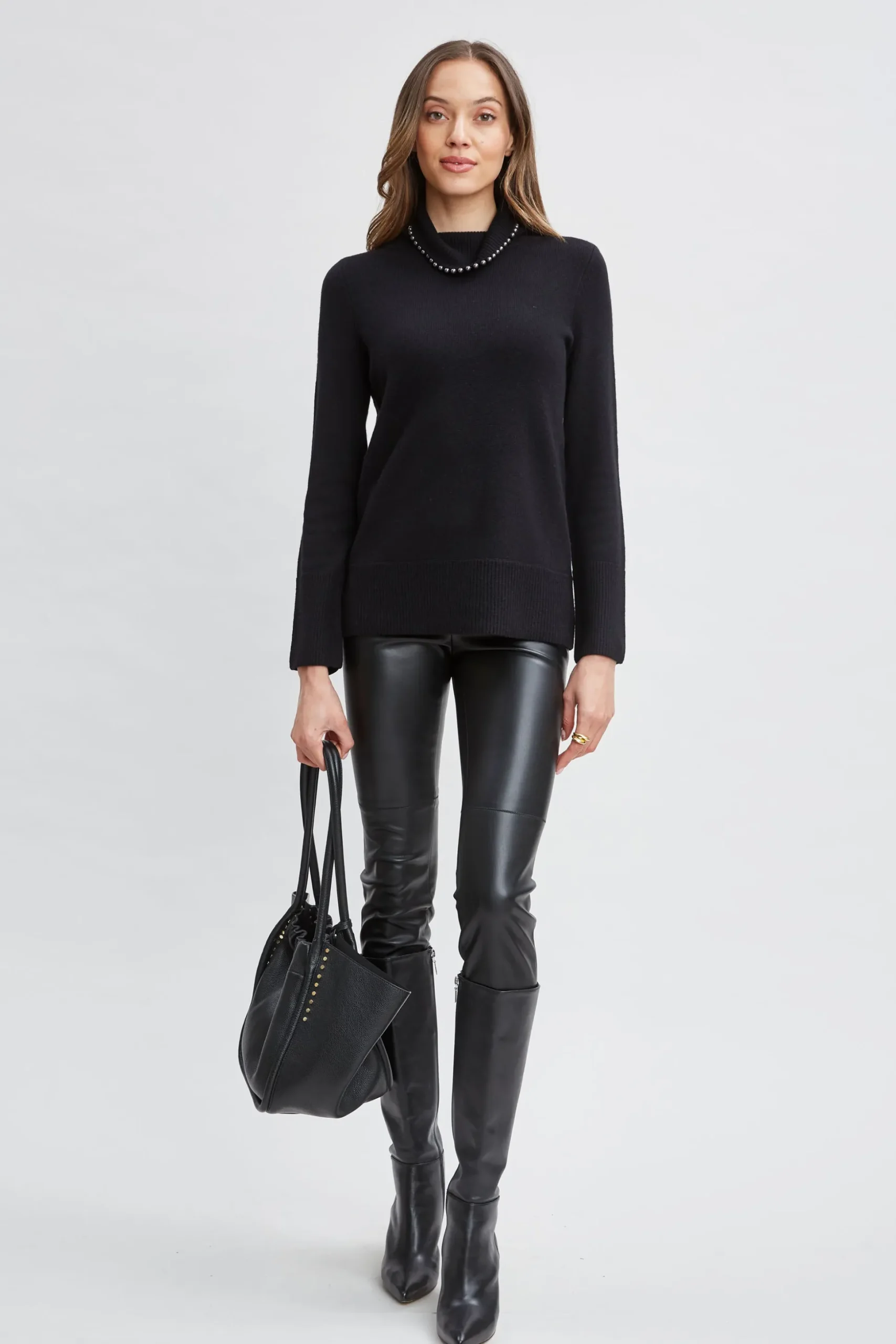 Elie Tahari Tops & Sweaters-Pearl Turtleneck Cashmere Wool Sweater BLACK