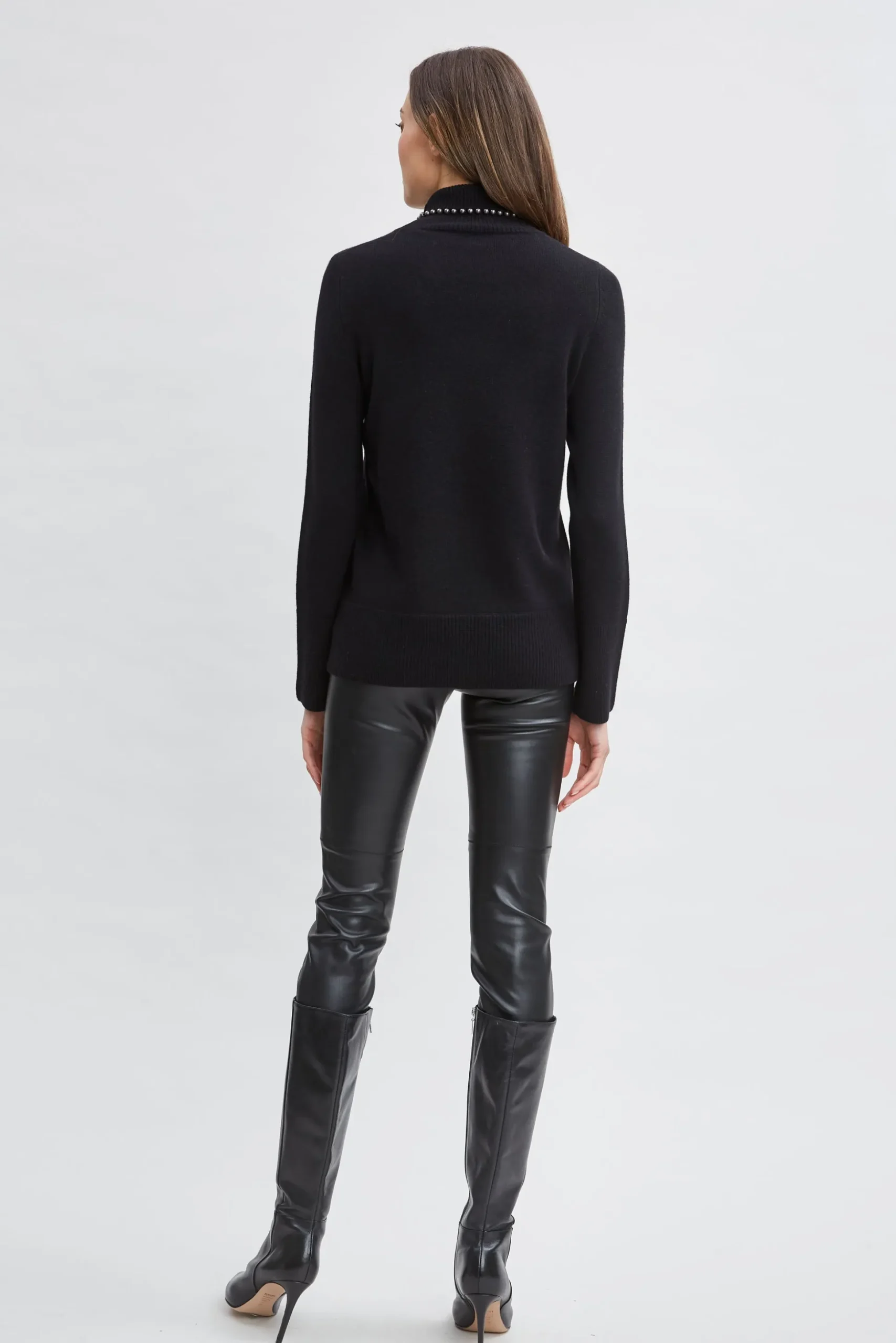 Elie Tahari Tops & Sweaters-Pearl Turtleneck Cashmere Wool Sweater BLACK