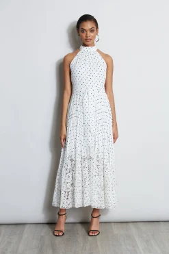 Elie Tahari Dresses & Jumpsuits|Maxi Dresses-Pin Dot Halter Dress SkyWhite