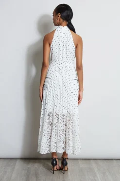 Elie Tahari Dresses & Jumpsuits|Maxi Dresses-Pin Dot Halter Dress SkyWhite