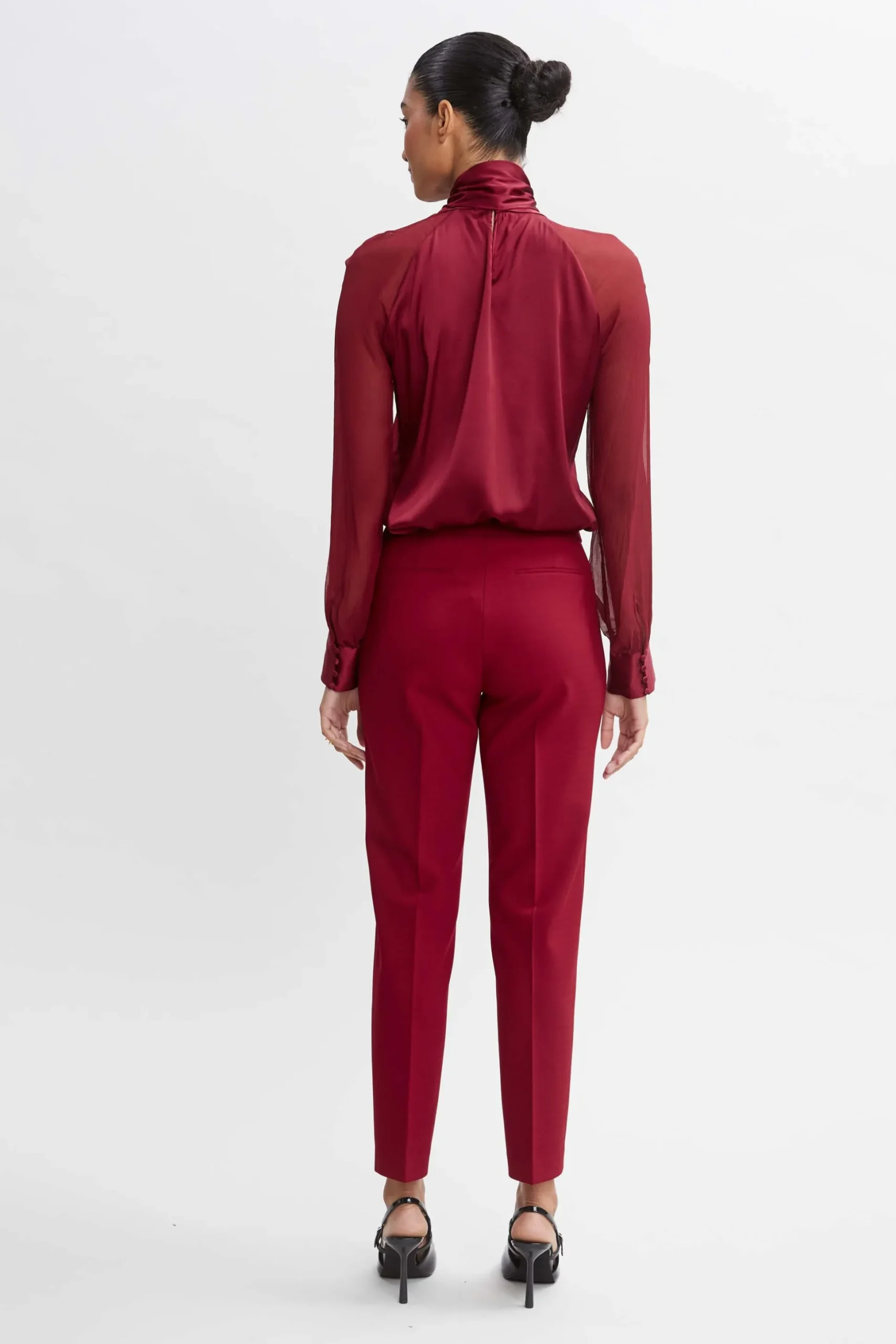 Elie Tahari Bottoms|Suiting-Pintuck Slim Pant SANGRIA