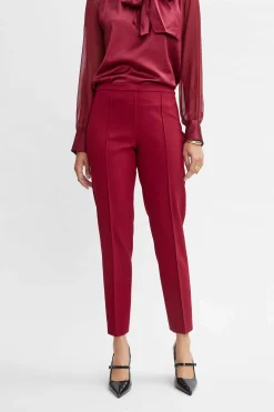 Elie Tahari Bottoms|Suiting-Pintuck Slim Pant SANGRIA