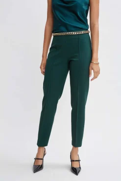 Elie Tahari Bottoms|Suiting-Pintuck Slim Pant FORESTGREEN