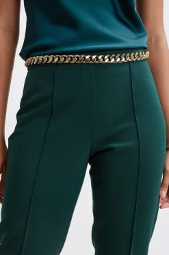 Elie Tahari Bottoms|Suiting-Pintuck Slim Pant FORESTGREEN