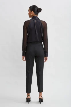 Elie Tahari Bottoms|Suiting-Pintuck Slim Pant BLACK