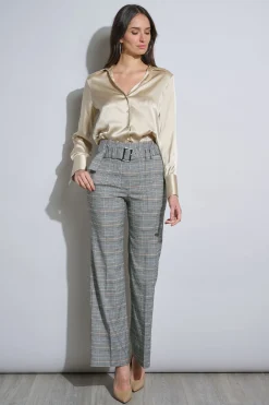 Elie Tahari Bottoms-Plaid Belted Pant ANGIEPLAID