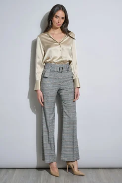 Elie Tahari Bottoms-Plaid Belted Pant ANGIEPLAID